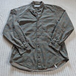Jhane Barnes VTG Mens Small Button Up Cotton Shirt Multi Color Optical Japan